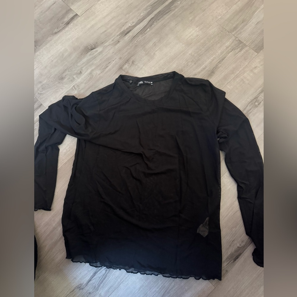 Zara Black Mesh Top